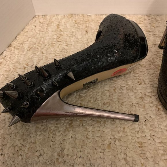 Madonna Truth or Dare Black Glitter Spike Shoes - Picture 6 of 15